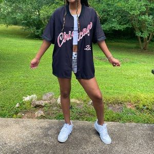 Medium Black Chicago Baseball Button Down Shirt